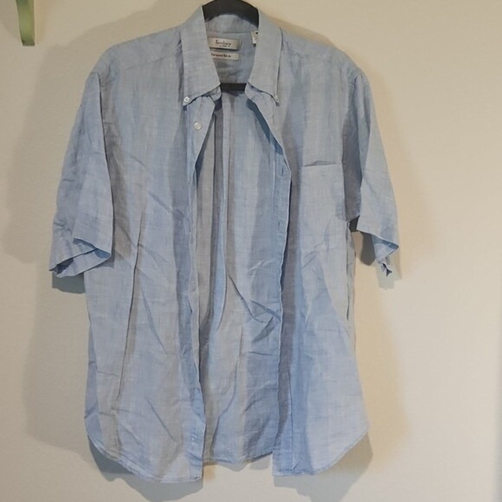 Turnbury Men's Short‎ Sleeve 100% Linen Button Down Shirt Med Beach Resortwear